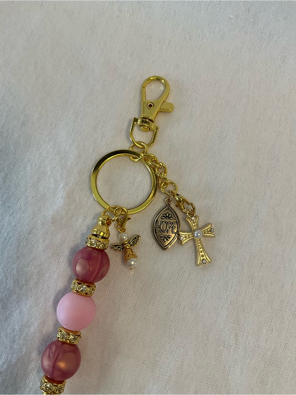 “HOPE” FAITH SISTER CREATIONS HANDMADE CHRISTIAN PURSE LOBSTER CLAW KEYCHAIN - Picture 2 of 2